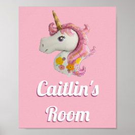 Póster Habitación personalizada de Chicas de Unicornio ro