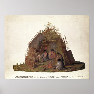 Póster Habitantes de la isla de Terra del Fuego
