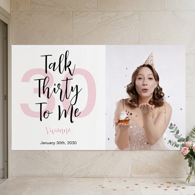 Póster Habla treinta a mí fiesta de cumpleaños moderna tr (Modern Talk Thirty To Me Pink 30th Birthday Party Poster)