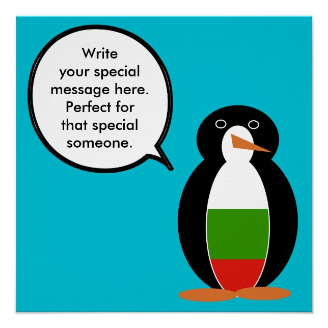 Póster Hablando búlgaro Sra. Penguin Personalizada (Anverso)