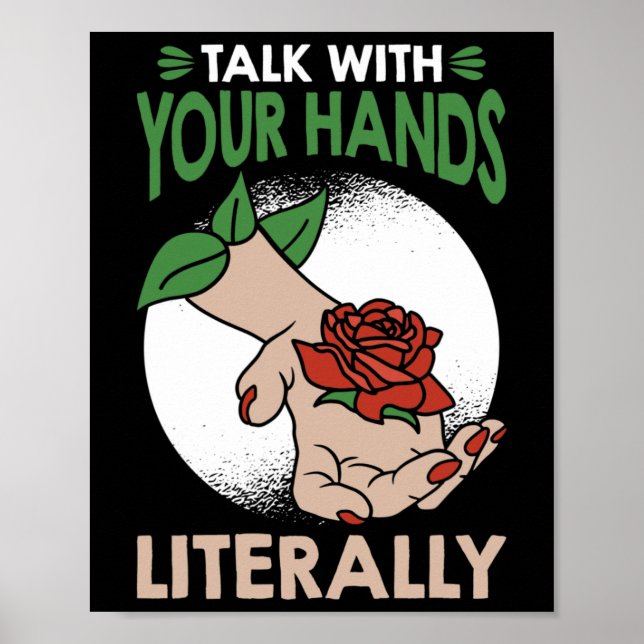 Póster Hable con sus manos literalmente con el Rótulo nor (Frente)