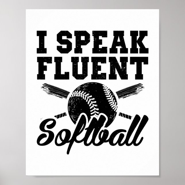 Póster Hablo softball fluido | Idea de regalo deportivo (Frente)