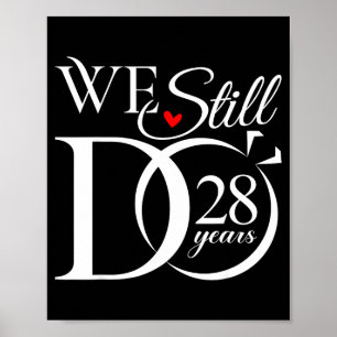 Póster Hacen 28 años pareja divertida 28 aniversario de b