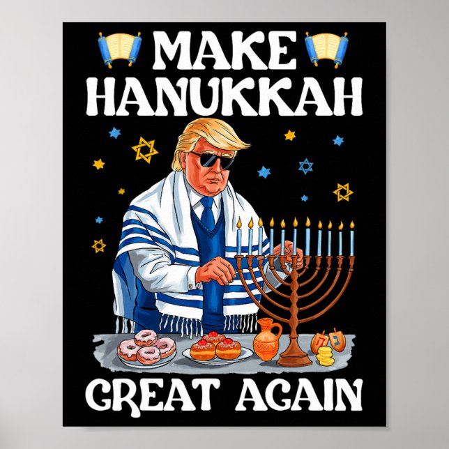 Póster Hacer a Hanukkah grande de nuevo Trump judío fasti (Frente)