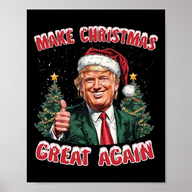 Póster Hacer a los Navidades grandes de nuevo Santa Funny (Frente)