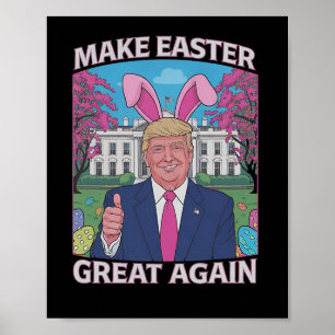 Póster Hacer grande la Pascua de nuevo Trump Bunny Flag 1