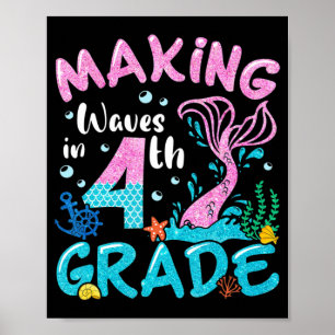Póster Hacer olas en la sirena de 4º grado de vuelta a la