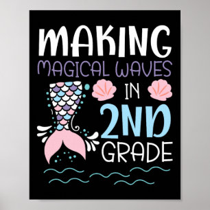 Póster Hacer olas mágicas en sirena de 2º grado 100 días