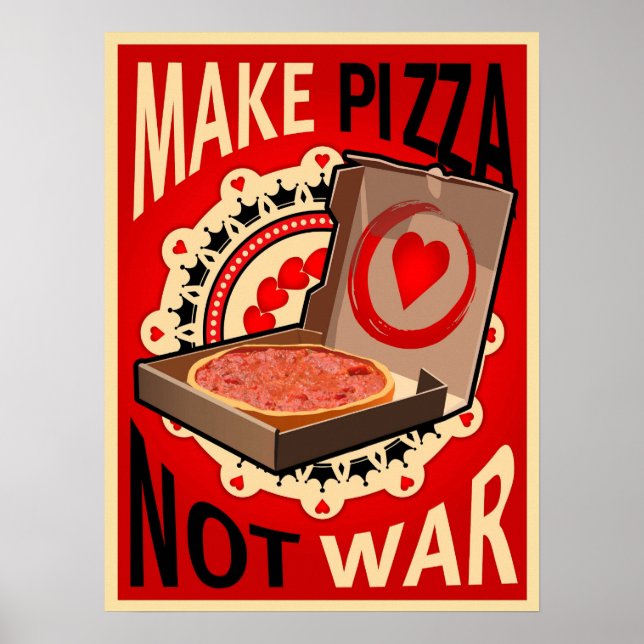 Póster Hacer pizza, no guerra, Poster (Frente)