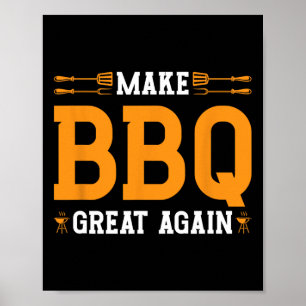 Póster Hacer Que Bbq Sea Grande De Nuevo Bandera Estadoun