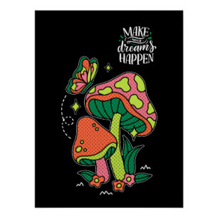 Póster Hacer que los sueños ocurran Mariposa colorida