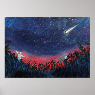 Póster Hacer un deseo en un Ilustracion de una estrella d