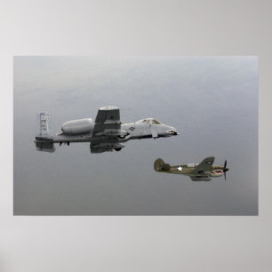 Póster Hacha de guerra P-40 y A-10 Warthog