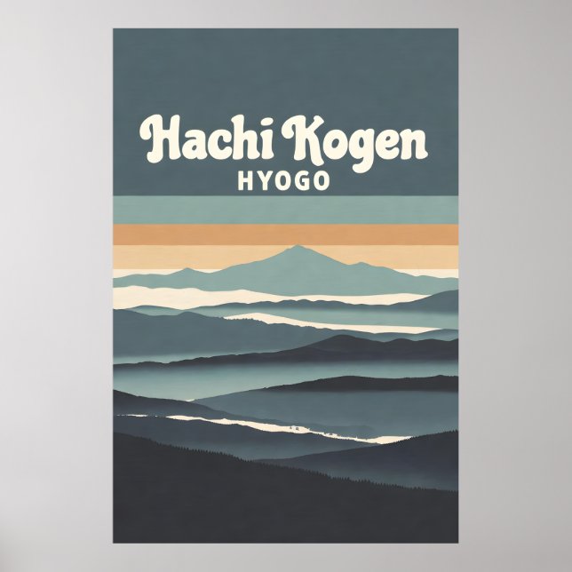 Póster Hachi Kogen Hyogo Japan Misty Mountains Retro Trav (Frente)
