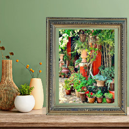 Póster Hacienda tropical flores jardín mexicano