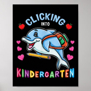 Póster Haciendo clic en Kindergarten Dolphin de regreso a