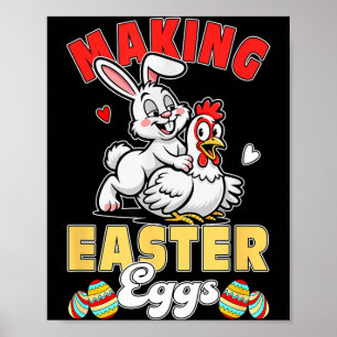Póster Haciendo Huevos de Pascua Chiste Divertido Pareja