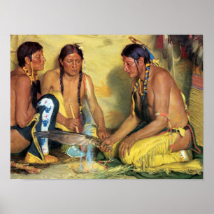 Póster Haciendo medicina de hierba dulce, Ceremonia de lo