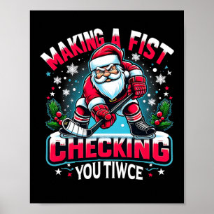 Póster Haciendo un puño revisando tu doble Santa de Navid