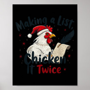 Póster Haciendo una lista Pollo dos veces Divertido Pollo