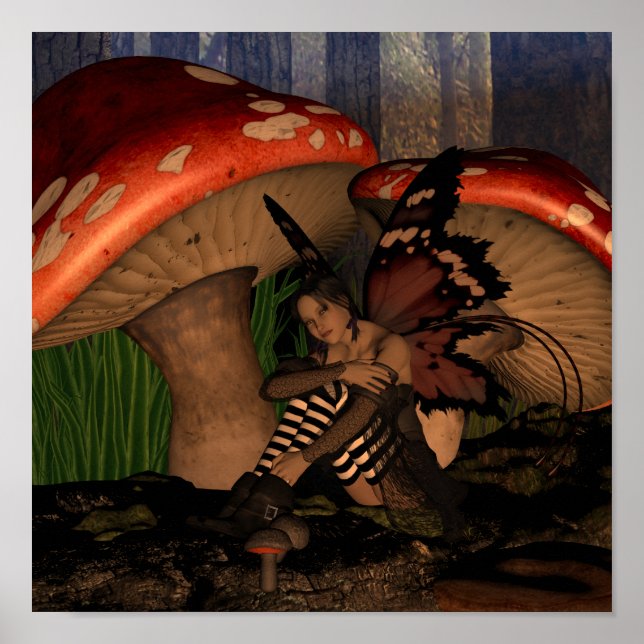 Póster Hada bajo hongos, Hada de Woodland (Frente)