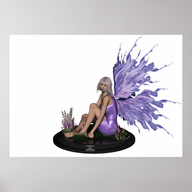 Póster Hada con alas púrpura multicolor Imprimir - blanco (Frente)