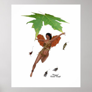 Póster Hada Cuta Con Poster De Alas Marrones