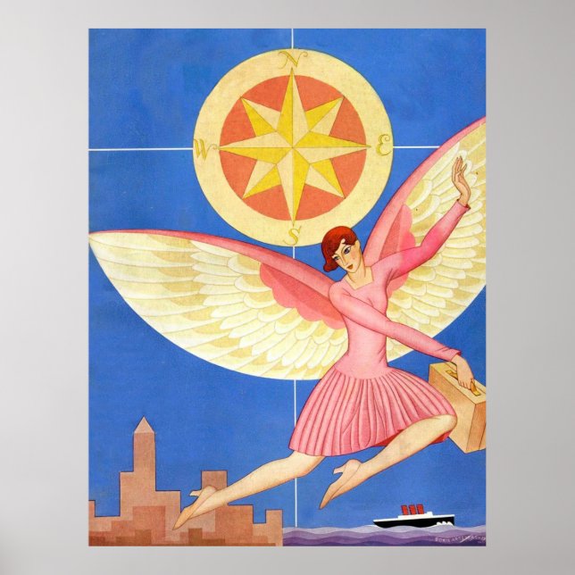Póster hada de ciudad vintage (Frente)