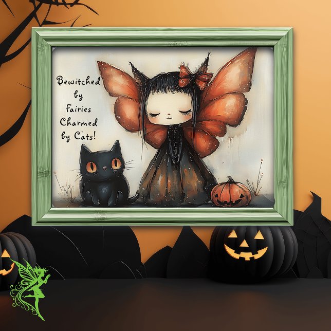 Póster Hada de Halloween con fantasía de gato y calabaza (Subido por el creador)