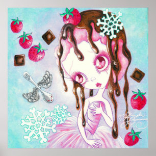 Póster Hada de Helado de Chocolate con Fresa