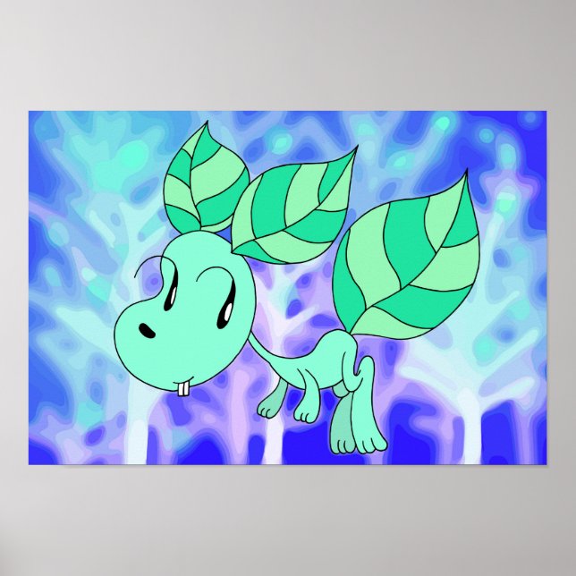 Póster Hada de hoja en el bosque. (Frente)