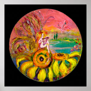 Póster HADA DE LOS GIRASOLES amarillo rosa negro