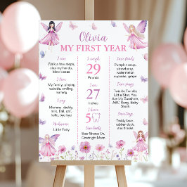 Póster Hada de Mariposa Jardín Floral Cumpleaños Mileston