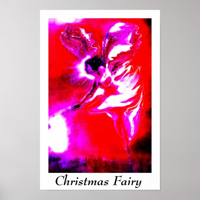 Póster hada de Navidad festiva roja (Frente)