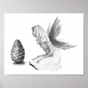 Póster Hada de pino con cono de pino