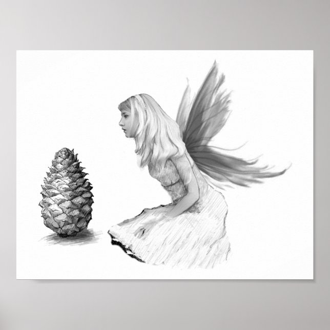 Póster Hada de pino con cono de pino (Frente)