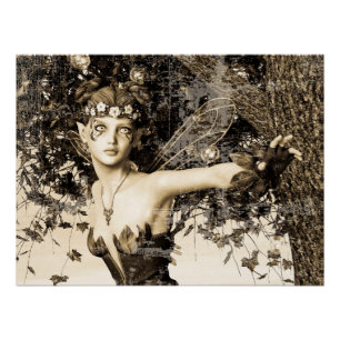 Póster Hada de primavera Bosque Antiguo Foto Arte Fantasí