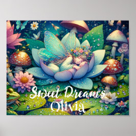 Póster Hada durmiendo en un cuento de hadas personalizado