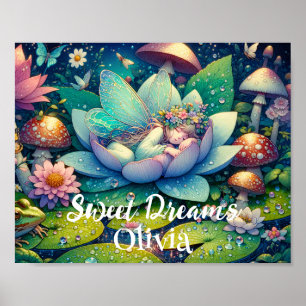 Póster Hada durmiendo en un cuento de hadas personalizado