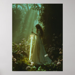 Póster Hada en un bosque mágico