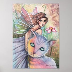 Póster Hada encantadora con un gato Poster de Molly Harri