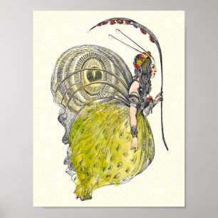 Póster Hada linda de la mariposa de la fantasía del
