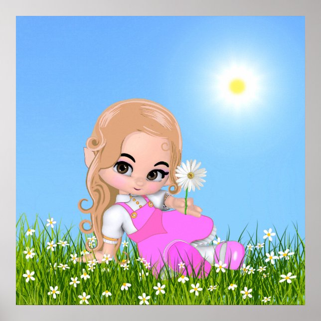 Póster Hada Linda & Flores de Margarita  (Frente)