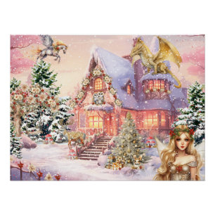 Póster Hada mágica y caprichosa de Navidad