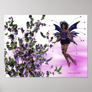 Póster Hada púrpura con Hummingbirds Imprimir