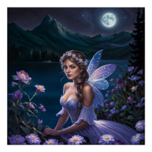 Póster Hada púrpura nocturna