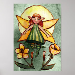 Póster Hada verde primavera