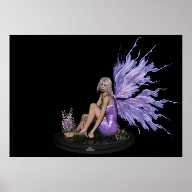 Póster Hadas con alas púrpura multicolor Imprimir (Frente)