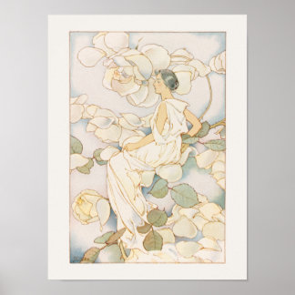 Póster Hadas de flores con rosas amarillas