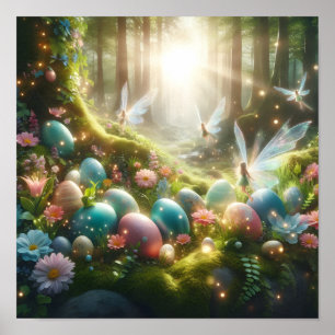 Póster Hadas del Bosque Místico Huevos Mágicos de Primave